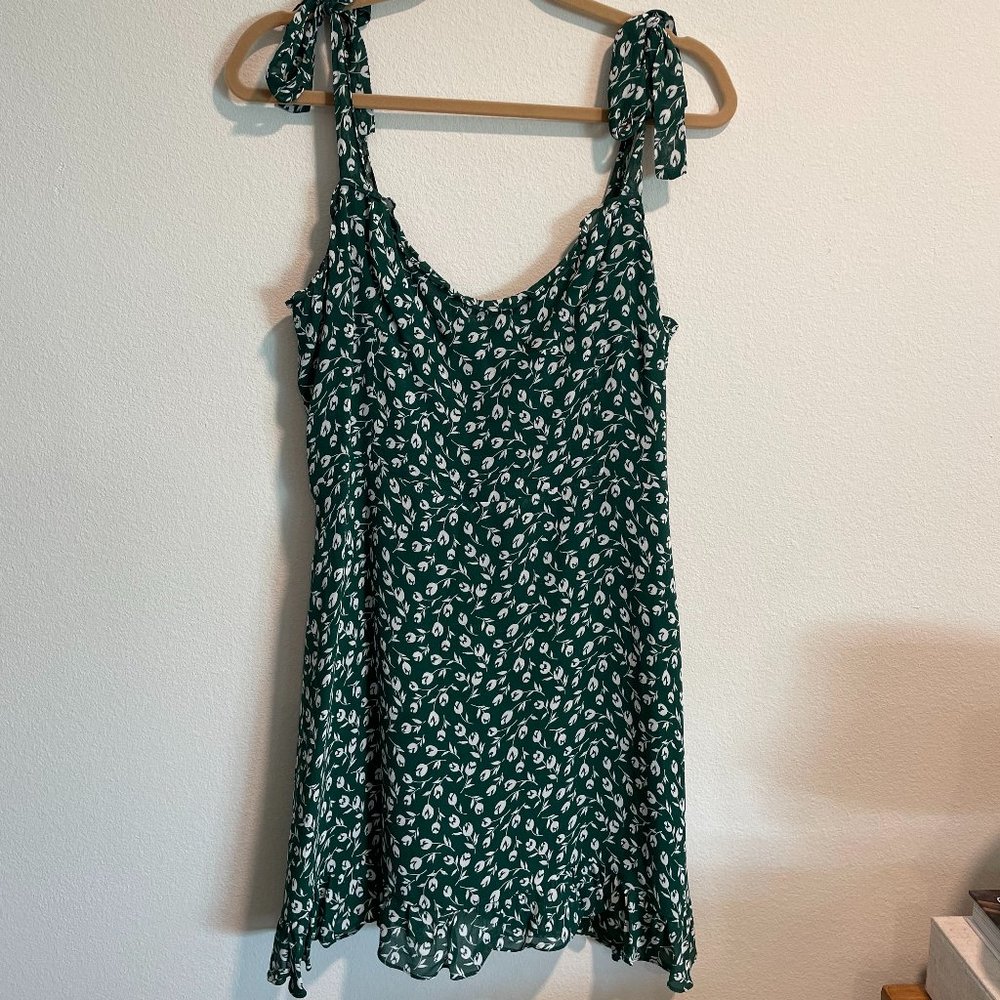 Reformation Green Floral Mini Dress